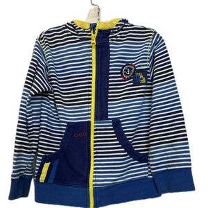Nano Navy and White Striped Kids Hoodie